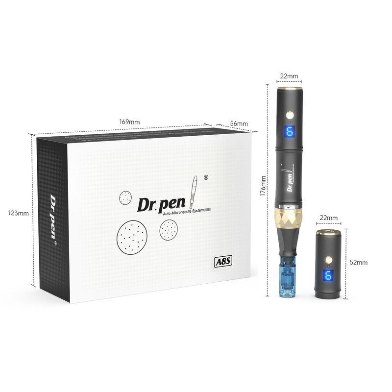 Dr pen A8s Black Dermapen 2023 Latest Wireless Digital 6 Levels for Head Target Skin Rejuvenation Device