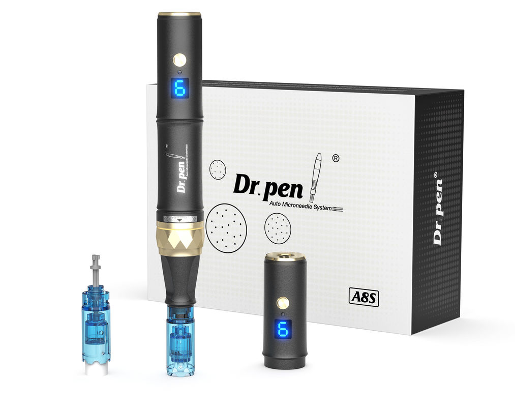 Dr pen A8s Black Dermapen 2023 Latest Wireless Digital 6 Levels for Head Target Skin Rejuvenation Device