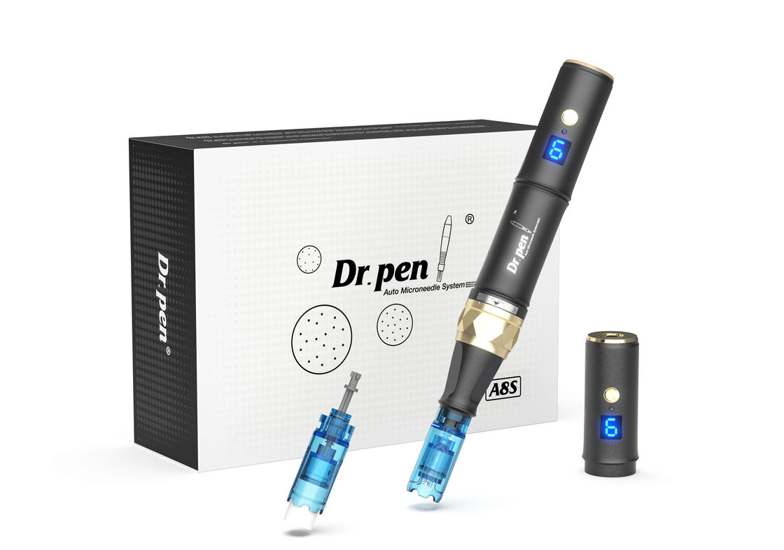 Dr pen A8s Black Dermapen 2023 Latest Wireless Digital 6 Levels for Head Target Skin Rejuvenation Device
