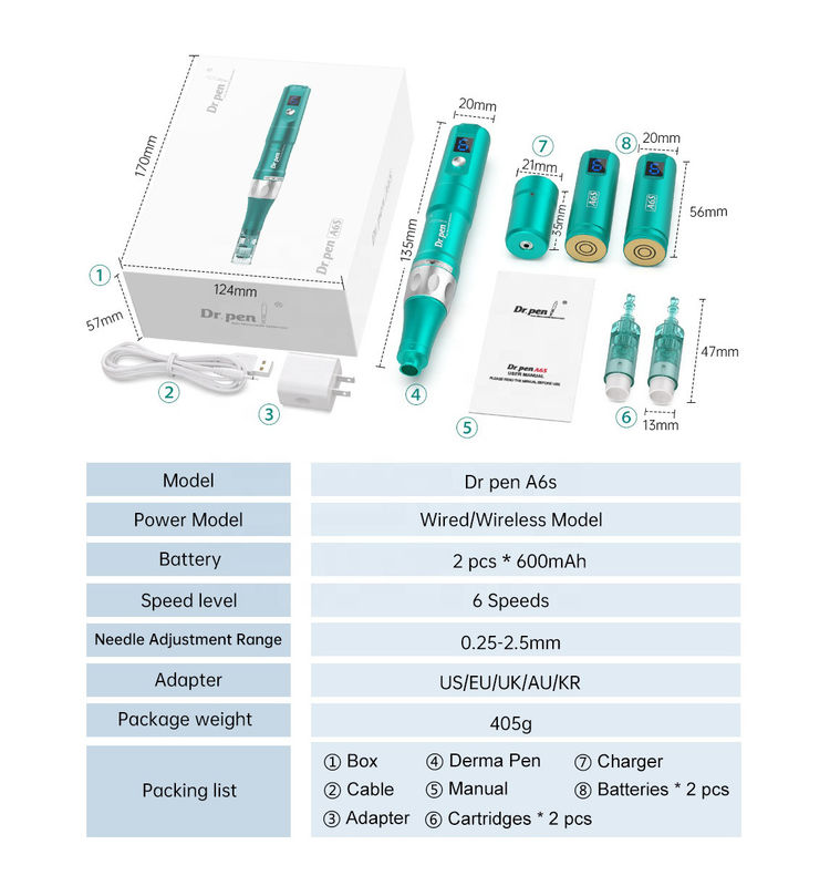 Dr pen A6S Wireless / Wired 2 in 1 Electric Microneedling Device for Beauty Personal Care