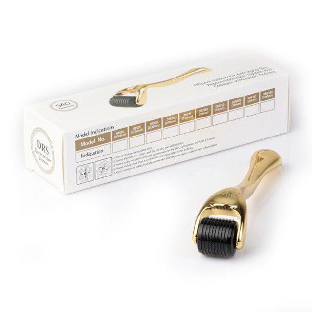 Home NO Plugs Type 540-pin Derma Roller with Gold Color Handles Skin Rejuvenation