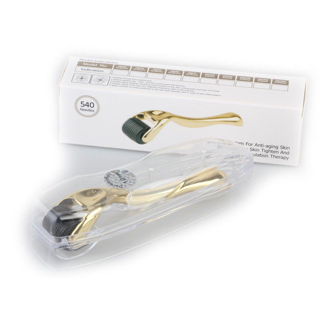 Home NO Plugs Type 540-pin Derma Roller with Gold Color Handles Skin Rejuvenation